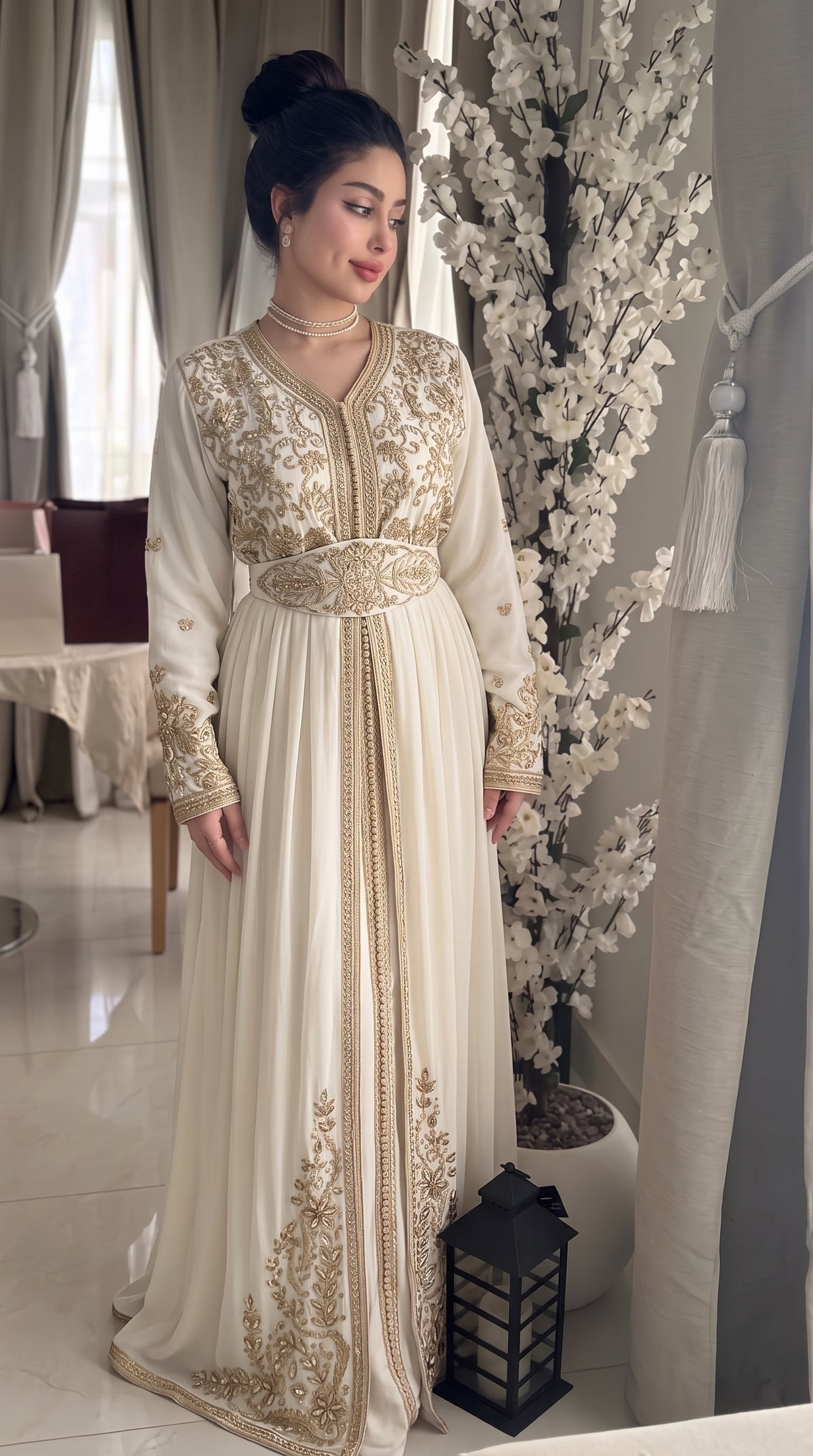 Ornate Embroidered Belted Kaftan