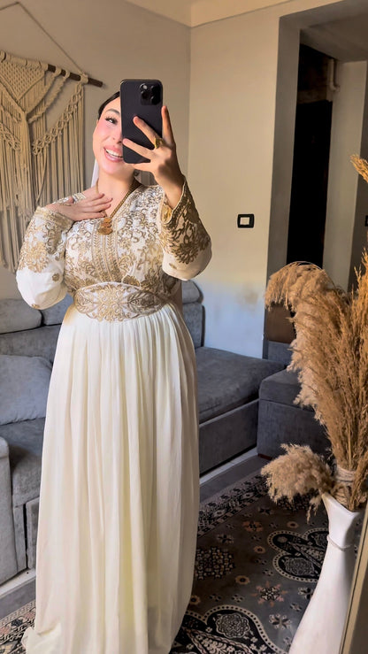 Ornate Embroidered Belted Kaftan | Dithar